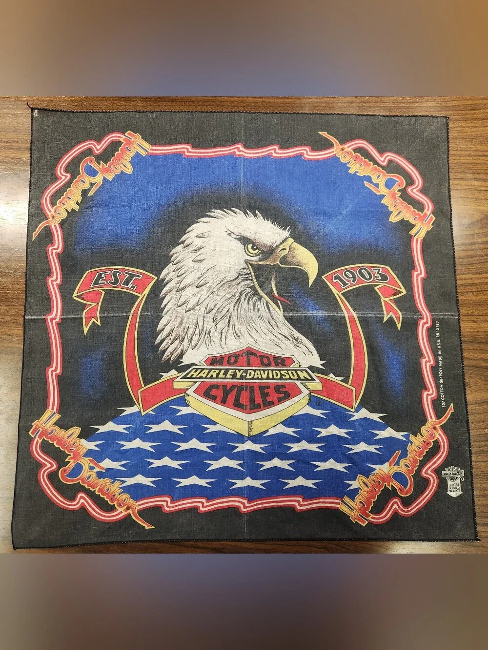 Vintage Harley-Davidson Eagle American Flag Bandana